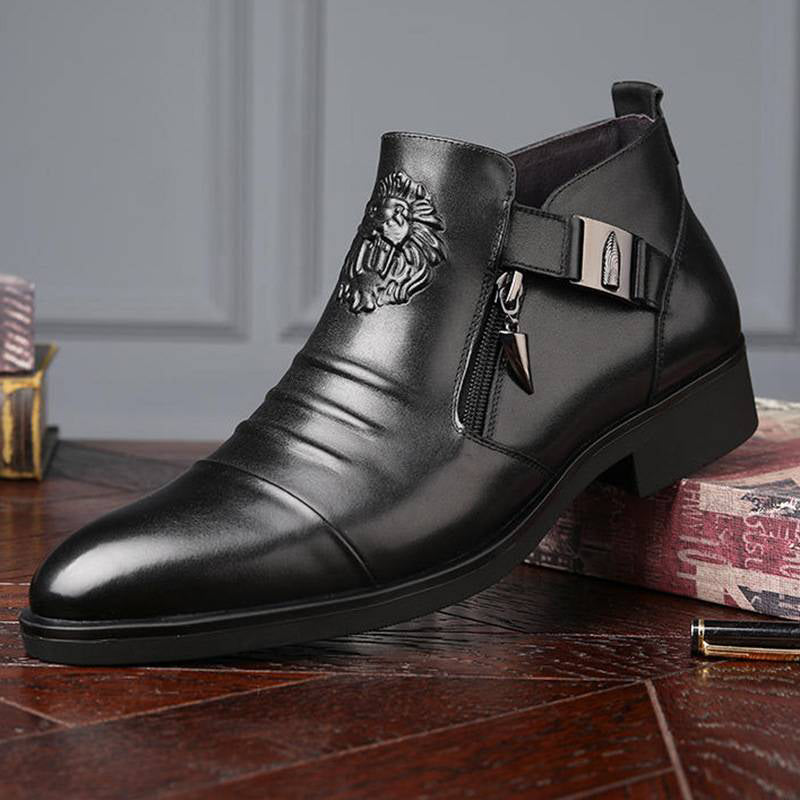 🔥Men's Embossed Ankle Boots Dual Side Zipper Trendy Boots! 👞