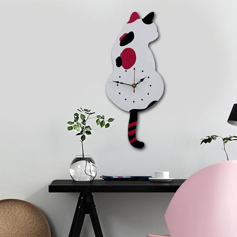 šNordic Cat Wagging Tail Wall Clock