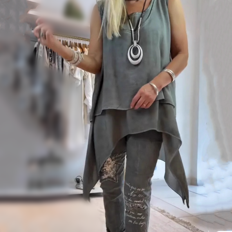 🌸Women’s Sleeveless Tops & Print Pants Two-Piece Set