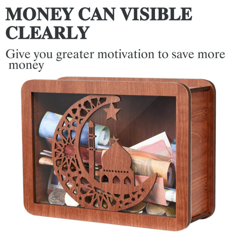 🎁Wooden Money Saving Box with Maker Pen