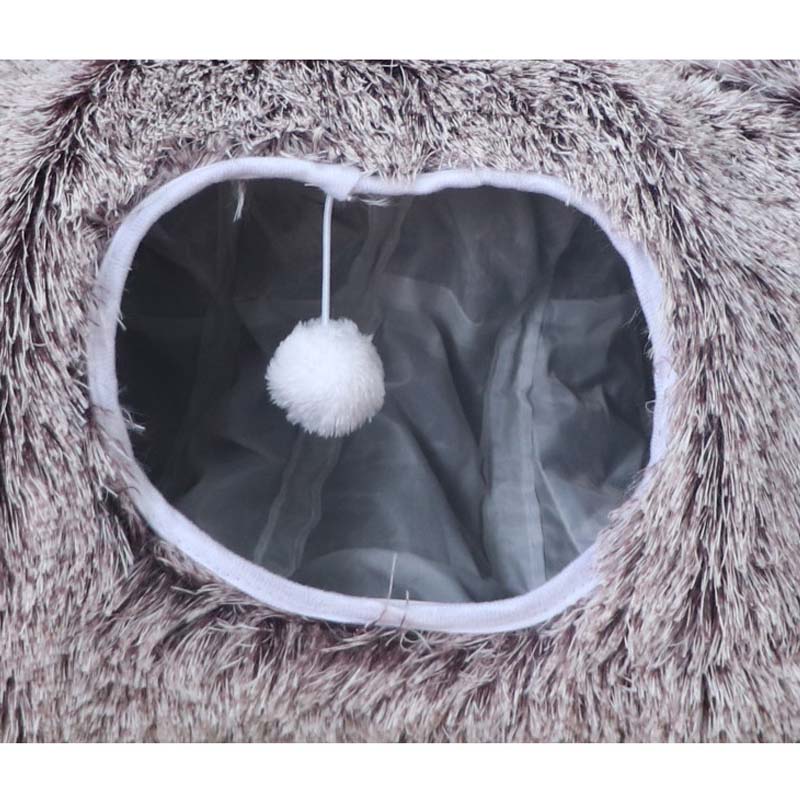 2-in-1 Foldable Indoor Soft Round Cat Tunnel Bed