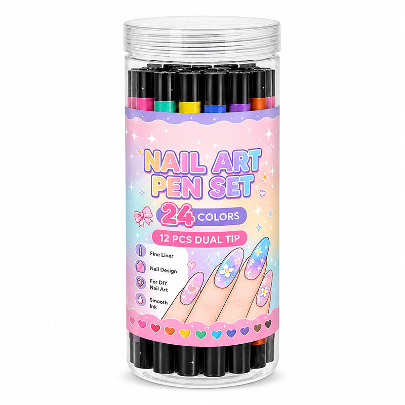 🎁24 Colors Dual Ended Nail Art Pens Set