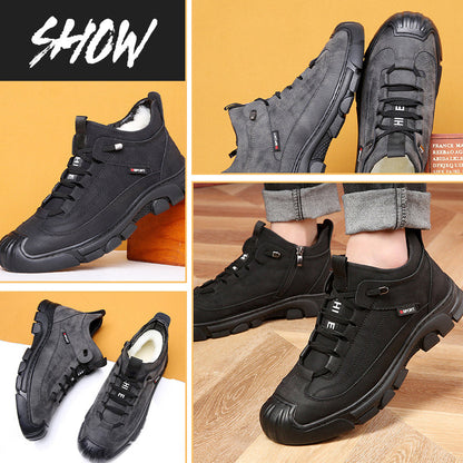 🎁[Winter Gift] Men's Faux Wool Lining Leather Sneaker