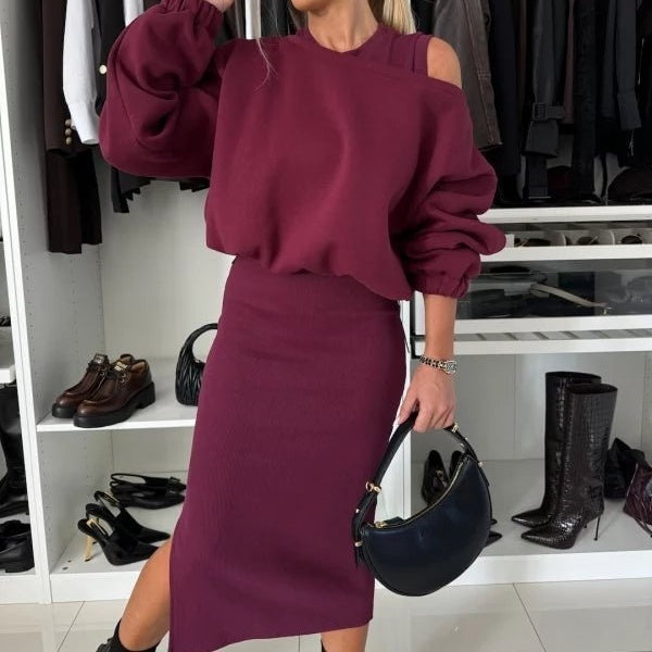 🔥Women's Sweatshirt & Sleeveless Dress 2-Piece Set