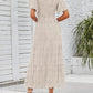 👗Women's Casual Floral Print Short Flutter Sleeve Smocked High Waist Flowy Maxi Dress