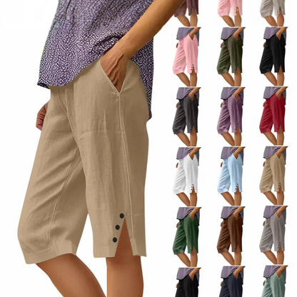 ⏳Time-Limited Special ⏰Women's Casual Solid Color Pocket Capri Pants