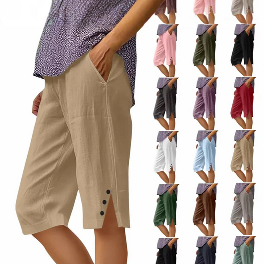 ⏳Time-Limited Special ⏰Women's Casual Solid Color Pocket Capri Pants