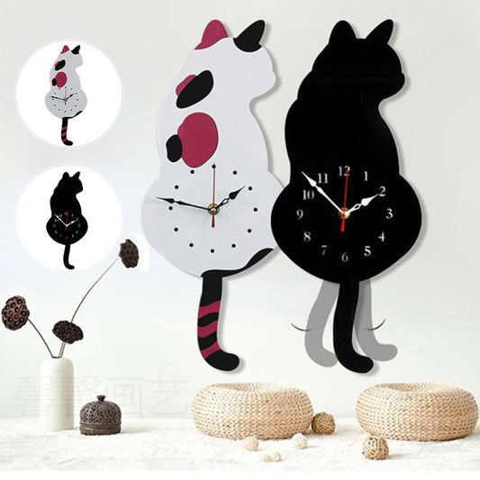 💖Nordic Cat Wagging Tail Wall Clock