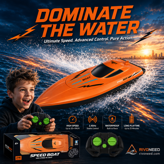Dual‑Motor RC Boat – Twin engines, 2.4GHz control, waterproof & impact‑resistant. Slice through waves at insane speed! 🌊🚤