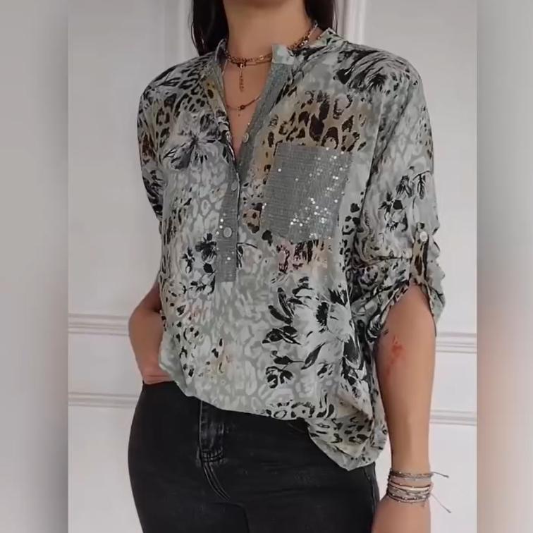 ✨Women's Casual Half Button Printed Shirt