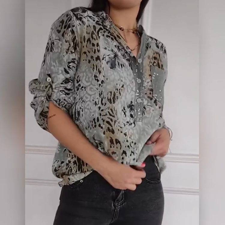 ✨Women's Casual Half Button Printed Shirt