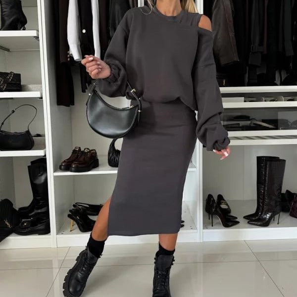 🔥Women's Sweatshirt & Sleeveless Dress 2-Piece Set