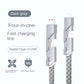4-in-1 [60W Fast Charging & Data Sync] Flat Braided Anti-Tangle Charger Cord with Velcro