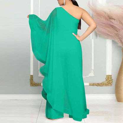 Casual Elegant One-Shoulder Patchwork Jumpsuit for Women