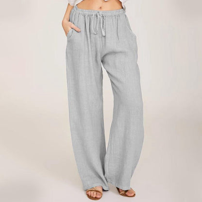 Women's Summer Cotton Linen Wide Leg Pants