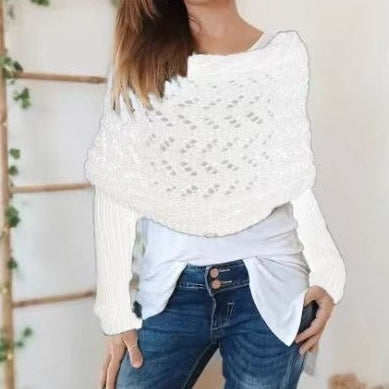 Women’s Knitted Cut-Out Shawl Poncho Wrap