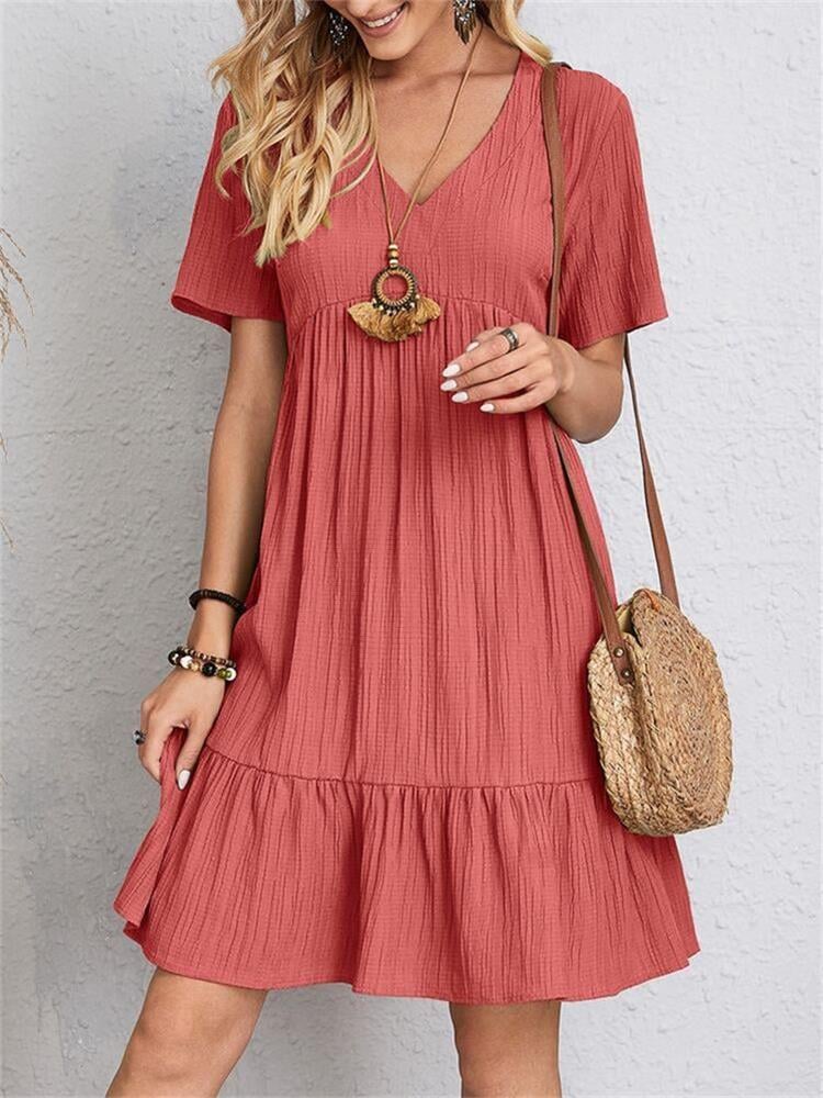 💃Loose Casual Tie Waist Flowy Dress👚