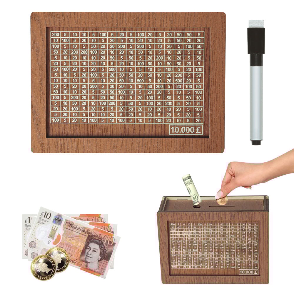 🔥Retro Style Wooden Money Box with Counter Piggy Bank Handmade Saving Money Goal Piggy Bank