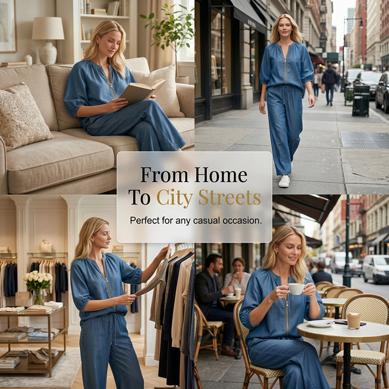 🔥Women's Solid Color 2-Piece Casual Tracksuit Set