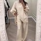 Women's 2-piece set – Asymmetrical sweater + wide-leg pants, relaxed fit and soft fabric, ultra comfortable 👚✨