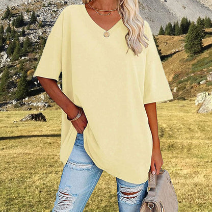 Women's Casual Loose V-neck T-shirt