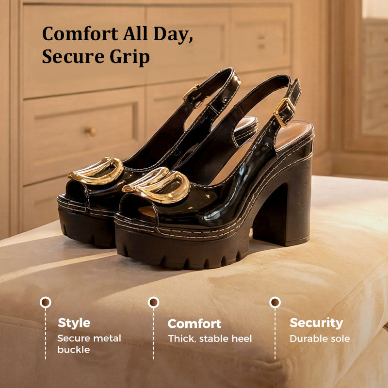 👡 Elegant Peep-Toe Buckle Heeled Sandals – Chic Design, Comfortable Heel & Perfect for Any Occasion ✨