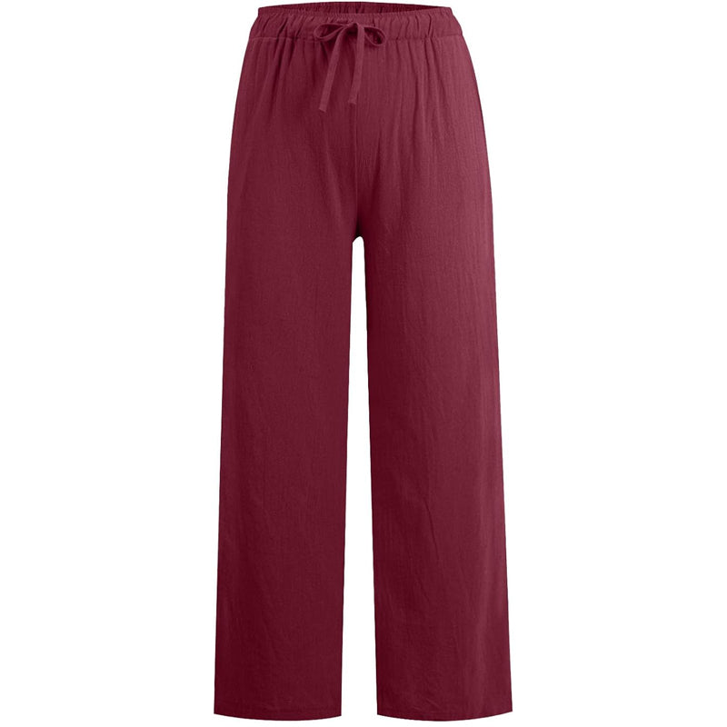 Women's Summer Cotton Linen Wide Leg Pants