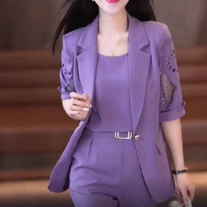 Nice Gift-Woman's Fashionable And Slim Blazer 3-piece Suit Set