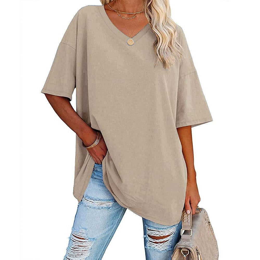 Women's Casual Loose V-neck T-shirt