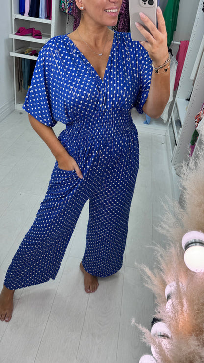 💖Polka Dot Printed Elastic Waist Jumpsuit