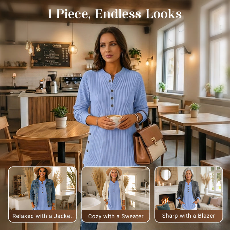 💃Women's Solid Color Crew Neck Long Sleeve Casual Loose Knit Pullover