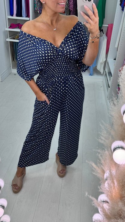 💖Polka Dot Printed Elastic Waist Jumpsuit