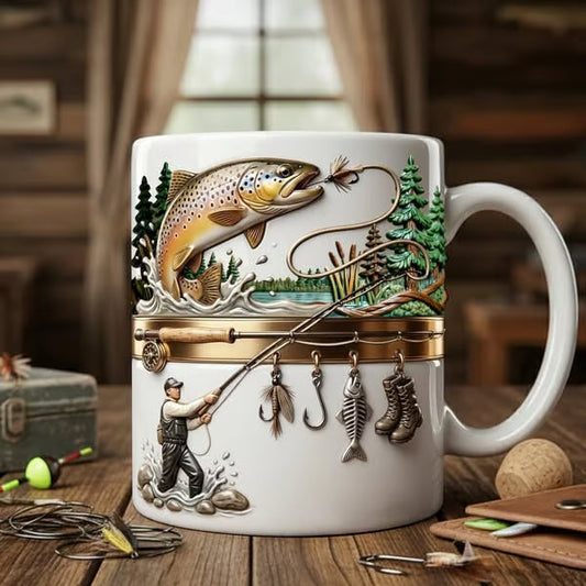 Ceramic Fishing Themed Coffee Mug