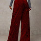 🖤Women's Glitter Fashion Adjustable Drawstring Slimming Elastic Waist Straight-Leg Pants