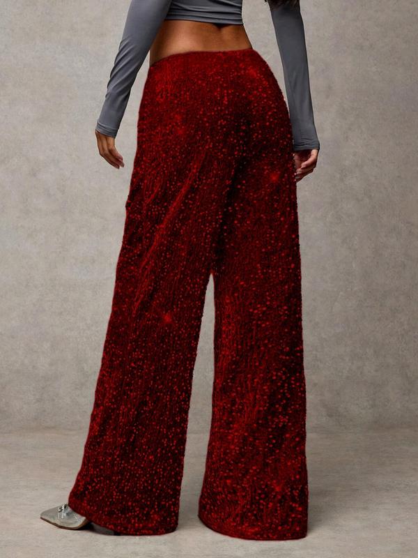 🖤Women's Glitter Fashion Adjustable Drawstring Slimming Elastic Waist Straight-Leg Pants