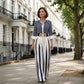 Women's Striped Shirt & Wide-Leg Pants 2-Piece Set