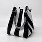 🌴 Boho Striped Knit Bucket Handbag for Women – Handmade Summer Beach Shoulder Bag
