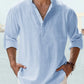 Men's Cotton Linen Casual Long Sleeve Shirt