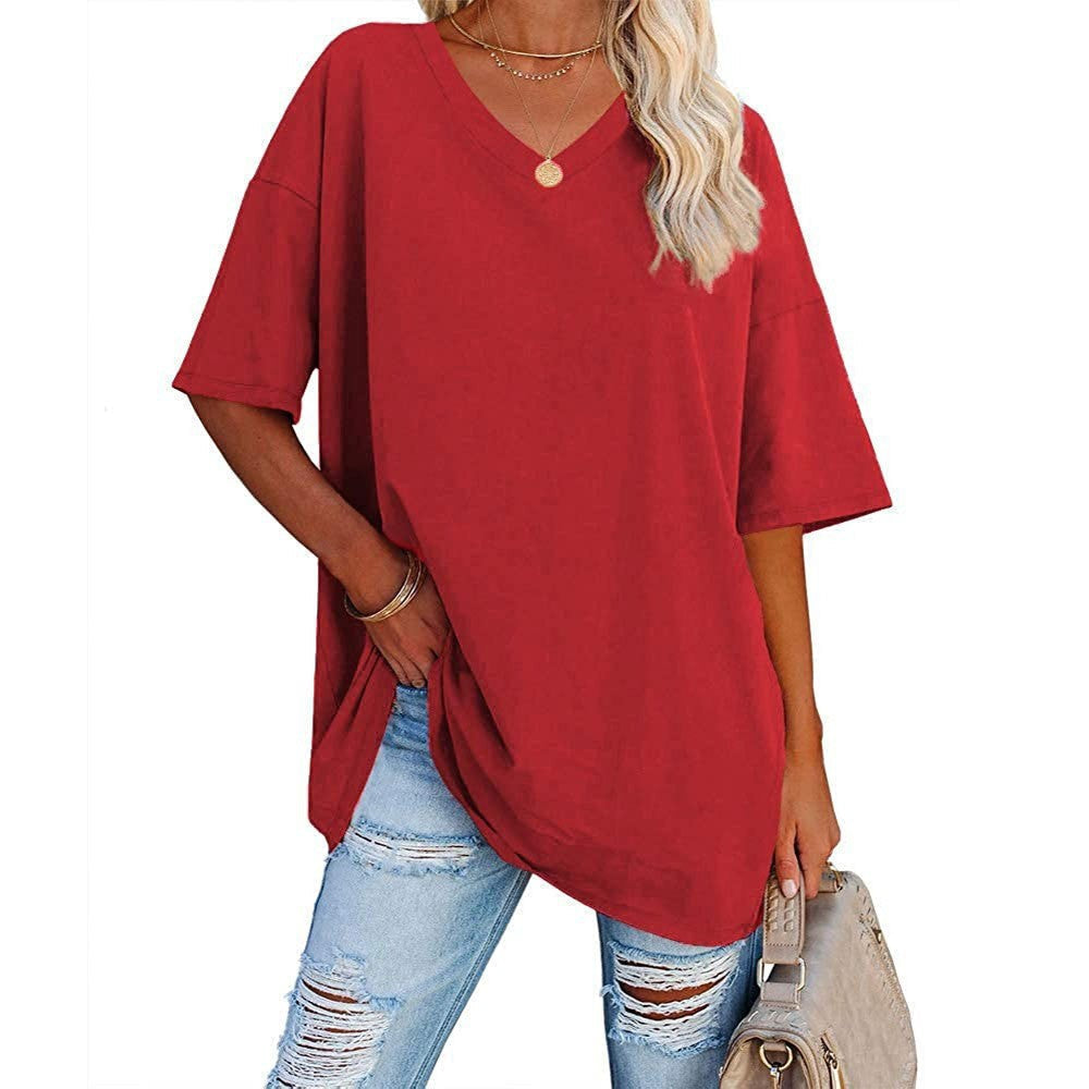 Women's Casual Loose V-neck T-shirt