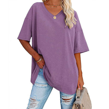 Women's Casual Loose V-neck T-shirt