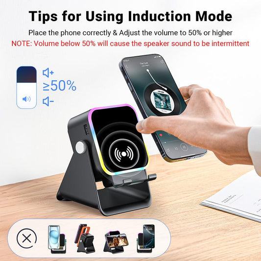 💎 5-IN-1 WIRELESS SPEAKER STAND! 💎 Induction Audio, Phone Holder & Ambient Light