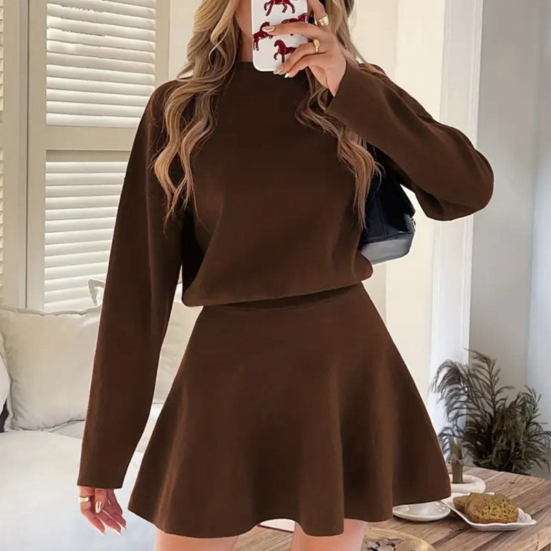 ✨💓Women's Mock Neck Knit A-Line Mini Dress