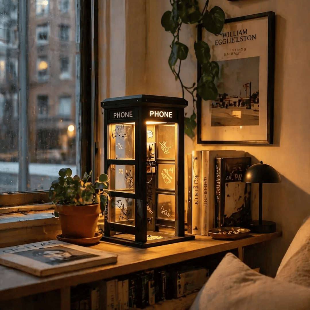 📞✨Vintage Phone Booth Ambient Lamp