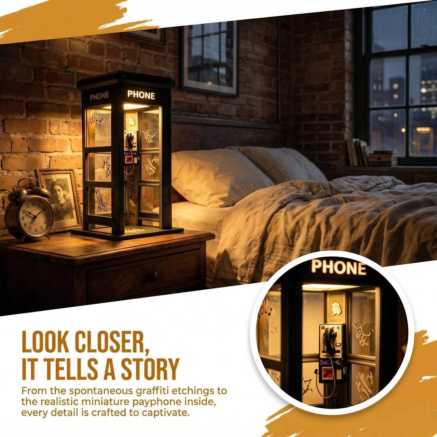 📞✨Vintage Phone Booth Ambient Lamp