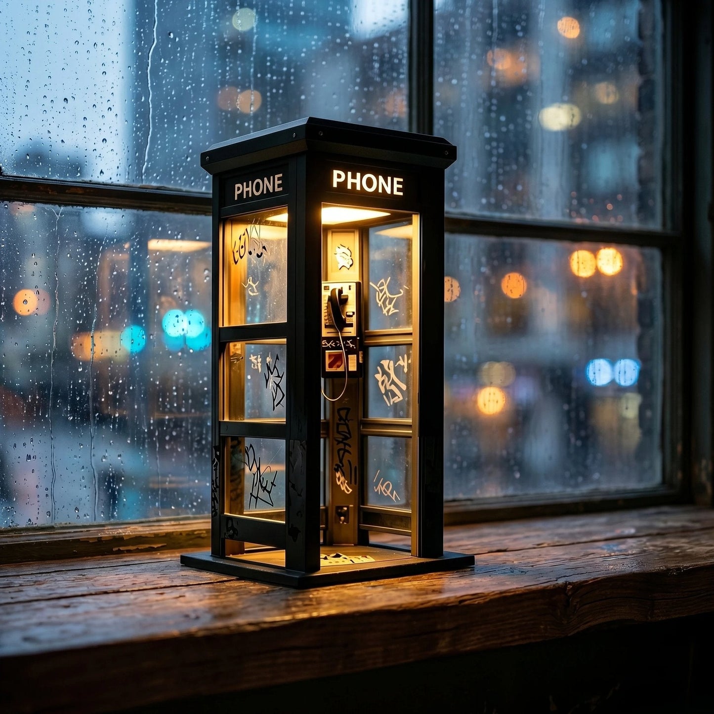 📞✨Vintage Phone Booth Ambient Lamp