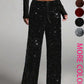 🖤Women's Glitter Fashion Adjustable Drawstring Slimming Elastic Waist Straight-Leg Pants
