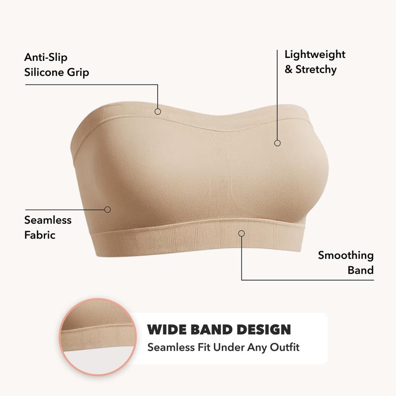 🤎Convertible Strapless Bandeau Bra with Wireless Comfort, Anti-Slip Grip & Removable Straps