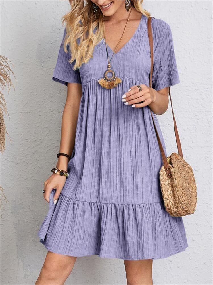 💃Loose Casual Tie Waist Flowy Dress👚