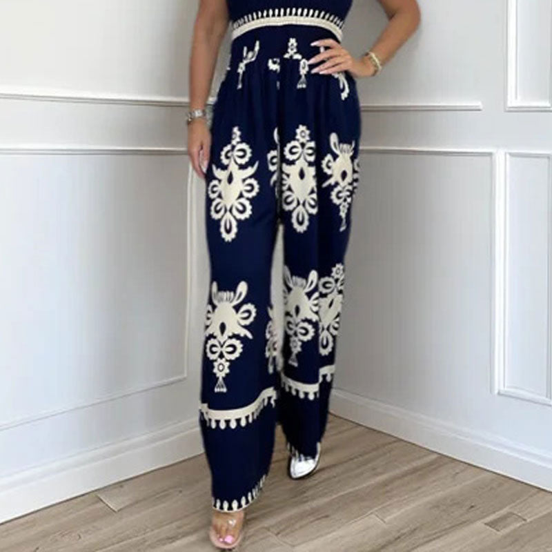 Women's Sleeveless Halter Wide-leg Jumpsuit