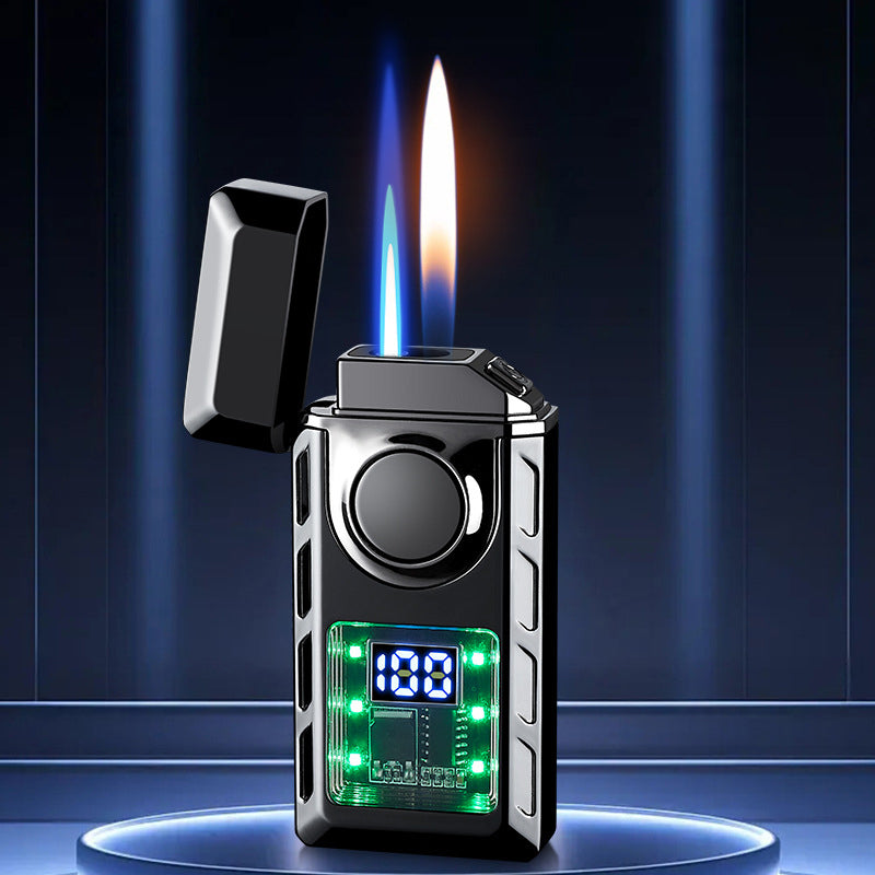 Multi-Functional Dual Flame Lighter with Colored Lights